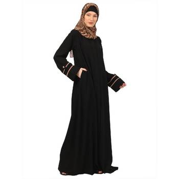 Black daily wear front open abaya 3