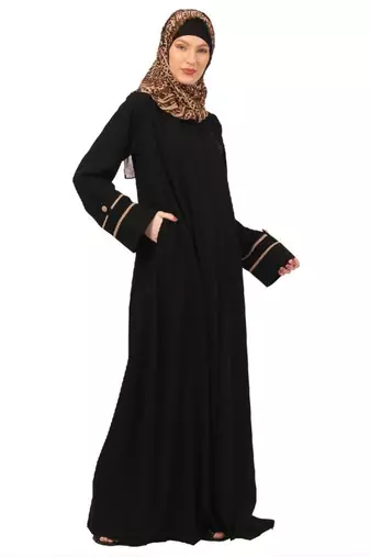 Black daily wear front open abaya