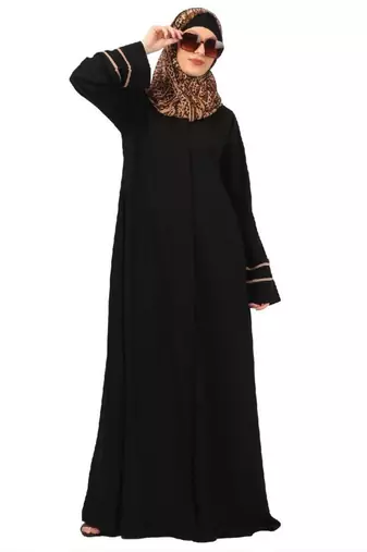Black daily wear front open abaya