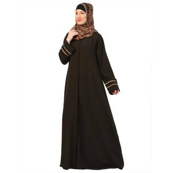 Olive daily wear front open abaya 2