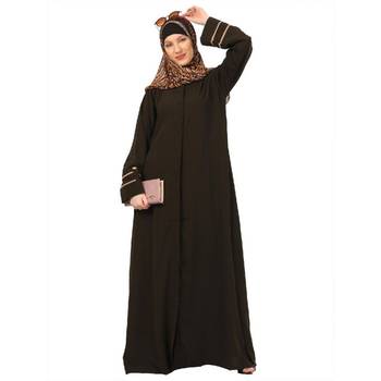 Olive daily wear front open abaya 4