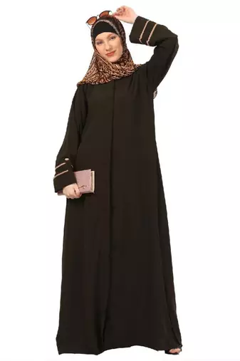 Olive daily wear front open abaya