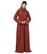 Dark-saffron daily wear front open abaya