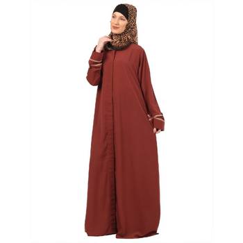 Dark-saffron daily wear front open abaya 2