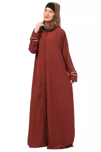 Dark-saffron daily wear front open abaya