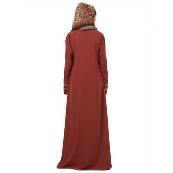 Dark-saffron daily wear front open abaya 5