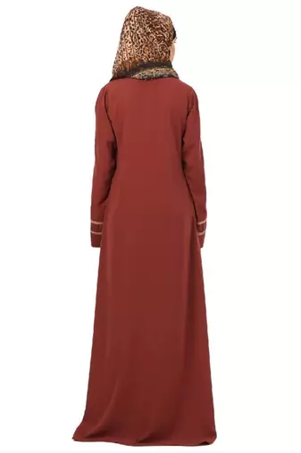 Dark-saffron daily wear front open abaya