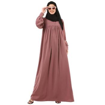 Pink casual cuff sleeves pleated abaya 2