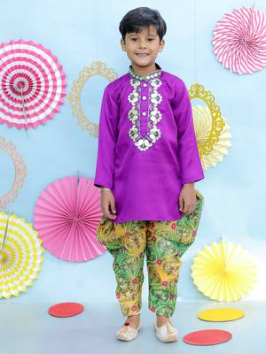 Purple gota work embroidered silk kurta salwar 1