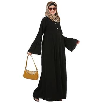 Black pleated sleeves daily wear abaya 1