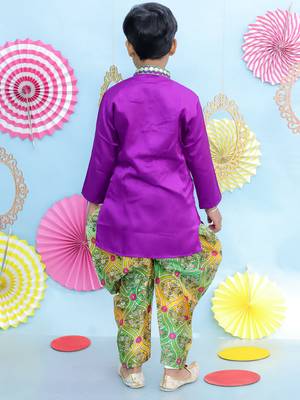 Purple gota work embroidered silk kurta salwar 2