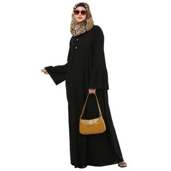 Black pleated sleeves daily wear abaya 2