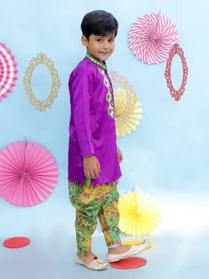 Purple gota work embroidered silk kurta salwar 3