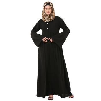 Black pleated sleeves daily wear abaya 3