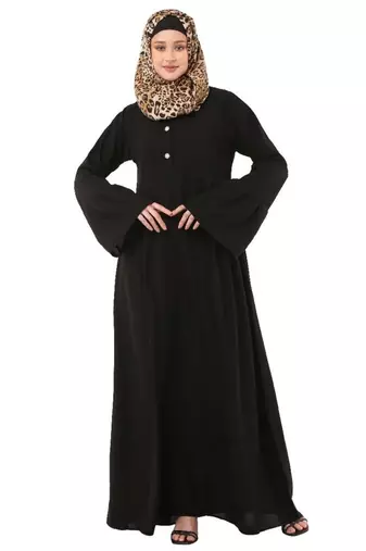 Black pleated sleeves daily wear abaya