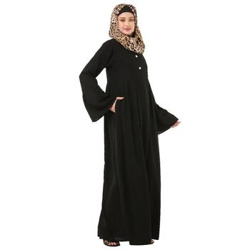 Black pleated sleeves daily wear abaya 4