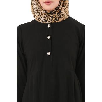 Black pleated sleeves daily wear abaya 5