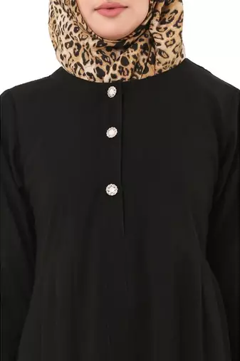 Black pleated sleeves daily wear abaya