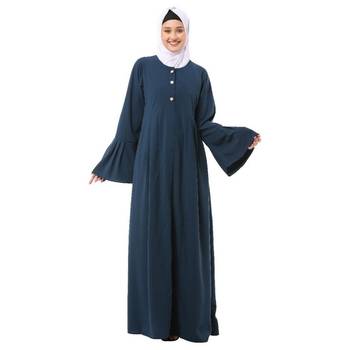 Teal pleated sleeves daily wear abaya 1