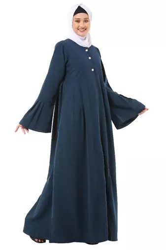Teal pleated sleeves daily wear abaya
