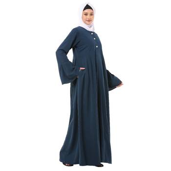Teal pleated sleeves daily wear abaya 3