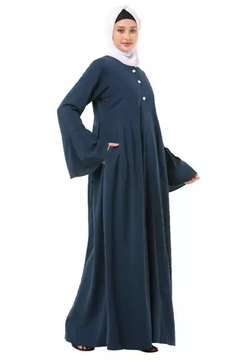 Teal pleated sleeves daily wear abaya