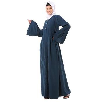 Teal pleated sleeves daily wear abaya 4