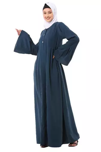 Teal pleated sleeves daily wear abaya