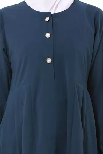 Teal pleated sleeves daily wear abaya