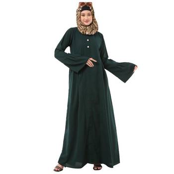 Green pleated sleeves daily wear abaya 1
