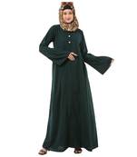 Green pleated sleeves daily wear abaya