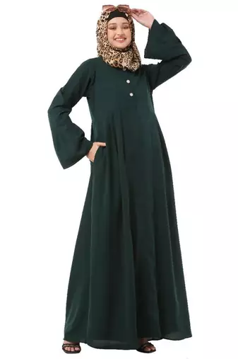 Green pleated sleeves daily wear abaya