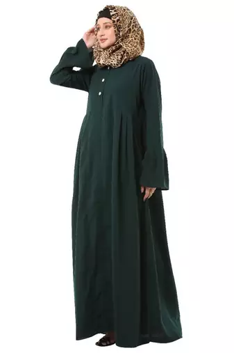 Green pleated sleeves daily wear abaya
