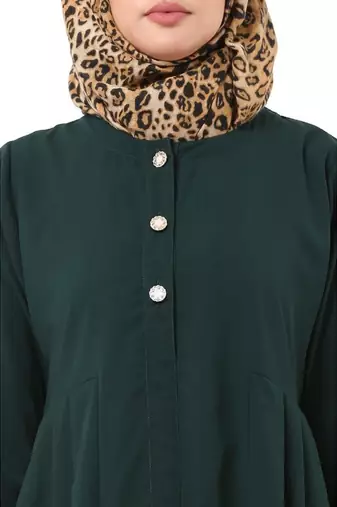Green pleated sleeves daily wear abaya
