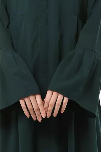 Green pleated sleeves daily wear abaya