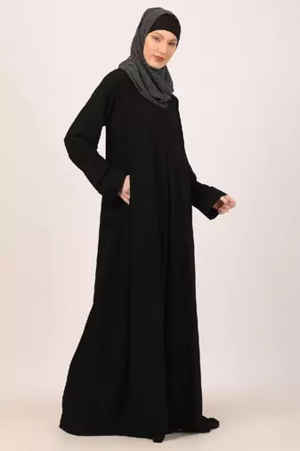 Black box pleated abaya in cey fabric