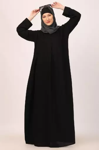 Black box pleated abaya in cey fabric