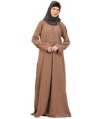 Beige box pleated abaya in cey fabric
