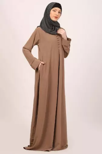 Beige box pleated abaya in cey fabric