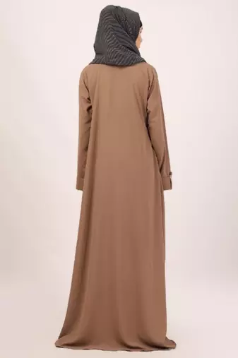 Beige box pleated abaya in cey fabric