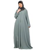 Sky-blue box pleated abaya in cey fabric