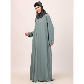 Sky-blue box pleated abaya in cey fabric 2