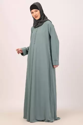 Sky-blue box pleated abaya in cey fabric