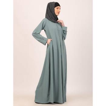 Sky-blue box pleated abaya in cey fabric 3