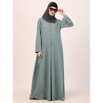 Sky-blue box pleated abaya in cey fabric 4