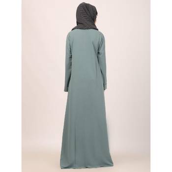Sky-blue box pleated abaya in cey fabric 5