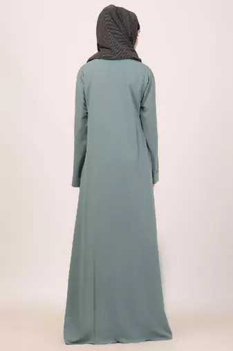 Sky-blue box pleated abaya in cey fabric