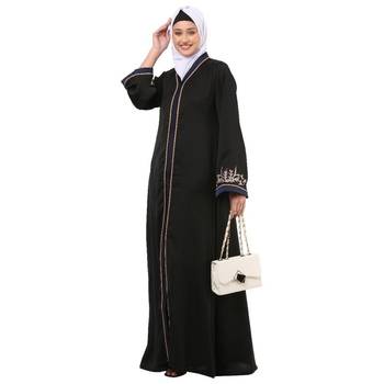 Black front open embroidery abaya in dubai nida 2