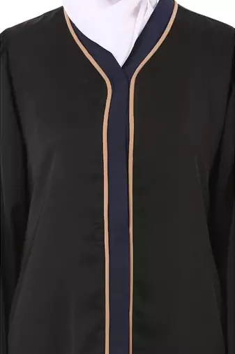 Black front open embroidery abaya in dubai nida