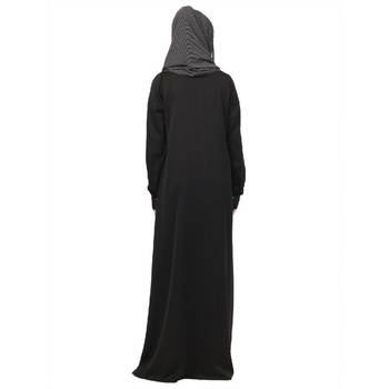 Black front open shirt collar abaya-black 4